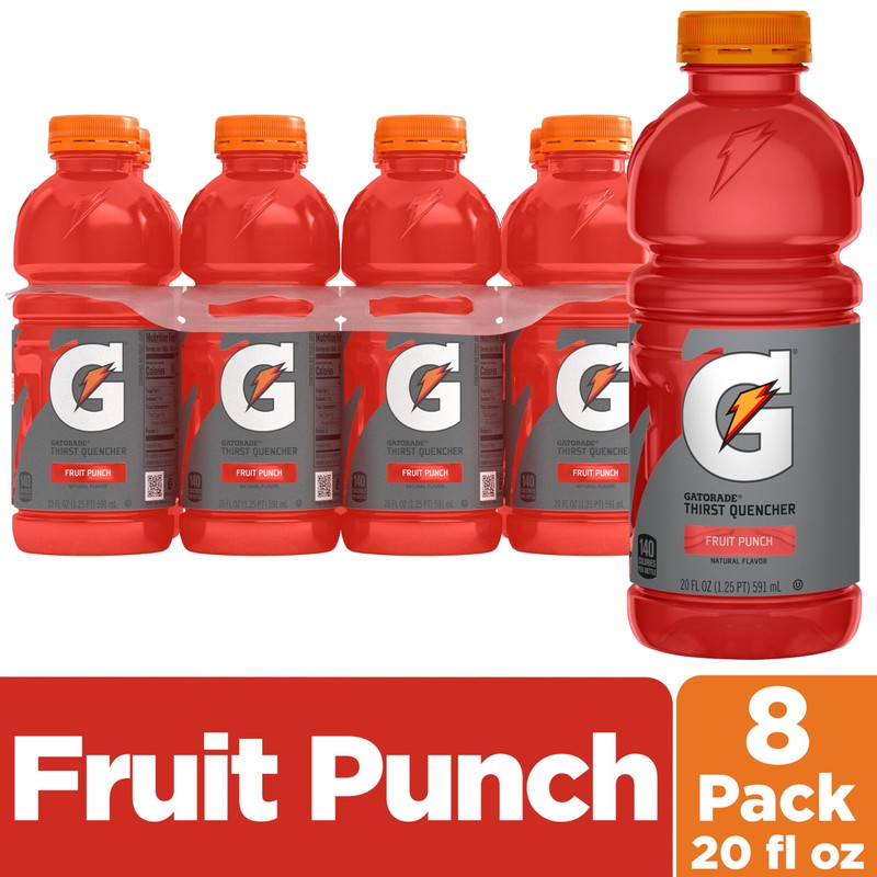 Gatorade Thirst Quencher Sports Drink, Fruit Punch, 20oz Bottle, 8