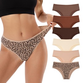 INNERSY Women's Underwear Cheeky Hipster Panties Breathable Cotton Panty 6-Pack(Milaed,Large)