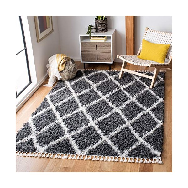 Safavieh Moroccan Tassel Shag Collection MTS359F Boho 1.5-inch Thick Area