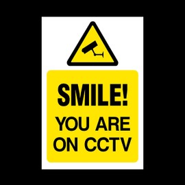 Smile you are on CCTV Plastic Sign with double sided fixing tape - Security, Camera, Closed Circuit TV, Warning Safety (MISC16)