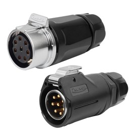 CNLINKO LP-28 8-Pin Industrial Waterproof Connector Shell Solder Connector, IP68 Quick Plugging Aviation Connector, M28 Inline Type Male Plug and Female Plug (8-PIN Soldering)