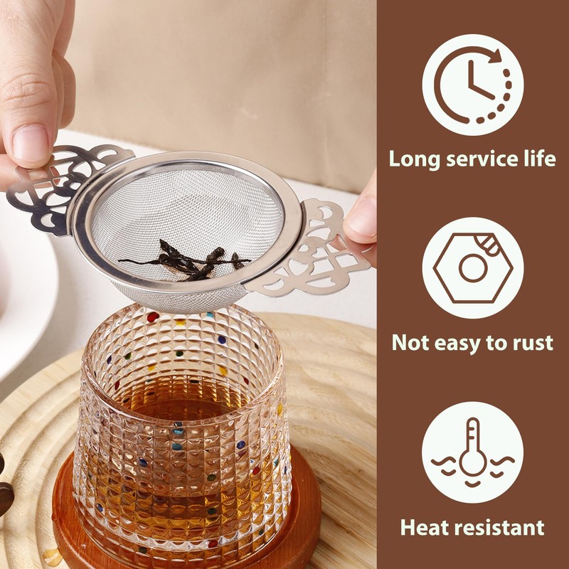 2 Pcs Tea Strainer with Bowl, Stainless Steel Tea Strainer,