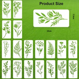 18 Pcs Leaf Stencils for Crafts Reusable, Plant Flower Wall Stencils for Painting Stencils, Decorative Art Drawing Templates Stencils for Wood Wall Home Decor Canvas Scrapbooking Card Making