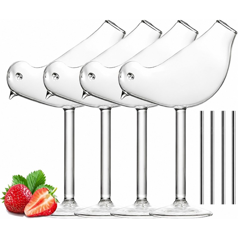 Bird-Shaped Cocktail Glasses 5oz/150ml – Creative Clear Glass Goblets, 2pc