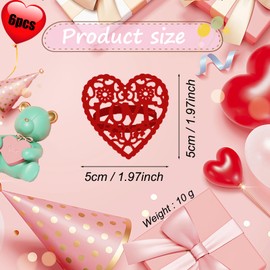 Valentines Napkin Rings Red Heart Love Wedding Napkin Clips Holders Buckles Pins Serving 6 PCS Table Linens Rings Accessories Fit Valentines Wedding, Dinner Party, Table Decorations