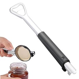 WBZOWRB 1 Stück 2 In 1 Müheloser Arthritis Glasöffner, Dosenöffner,Flaschenöffner Für Senioren, Leicht Zu Öffnender Deckelöffner,Verstellbarer Griff,Arthritis Glasdeckelöffner Aus Edelstahl (Schwarz)