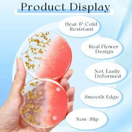 NoBrand Flower Car Cup Holder Coasters - 2.75 Inch Red Gold Cute Resin Automotive Drink