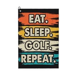 FATTTYCY Eat Sleep Golf Repeat Funny Golf Towel for Golf Bags with Clip