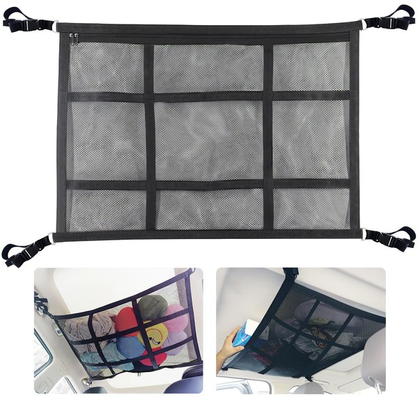 ViMOQi Cargo Net for Van,Trade Tidy Van Storage Solutions,Double Layer Mesh Car Boot Organiser,Large Capacity Car Roof Storage Nets for Campervans,Foldable Lorry Camping Accessories interior Gadgets