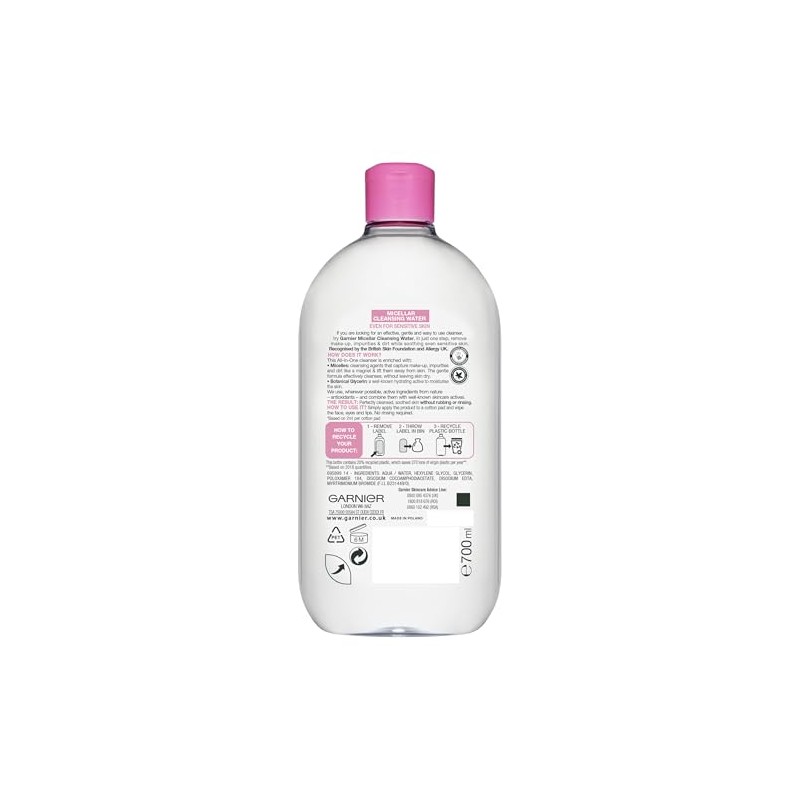 Garnier Micellar Cleansing Water 700ml, Gentle face cleanser & Make