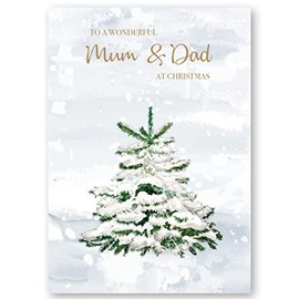 Mum and Dad Christmas Card Christmas Tree in Snow Design 172x122mm Card with Verse Inside White Envelope Eco Friendly and Made in the UK by Absolutely