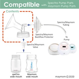 17mm Maymom Wide Neck Pump Part for Spectra S1/S2 Pumps; Incl Wide Mouth Flange; Not Original Spectra Flange; Replaces 16 mm Spectra Shield; Standard Flange