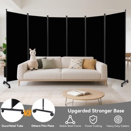 Room Divider (6 Panel) Wall Divider for Room Separation, 132 inch Wide Portable Privacy Screens W/Wheels, Metal Frame Freestanding Room Separators 5.6FT Room Partitions and Dividers