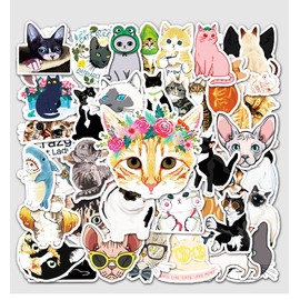 Stickers Waterproof, 100 Sheets, Helmet, Smartphone, Suitcase, Funny, PC, Skateboard, Stylish (Cat)