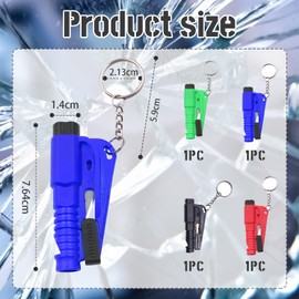 Mrltau 4 pieces rescue tool as key chain, seat belt cutter, car window breaker, car seat belt cutter, emergency hammer, practical car key fob.