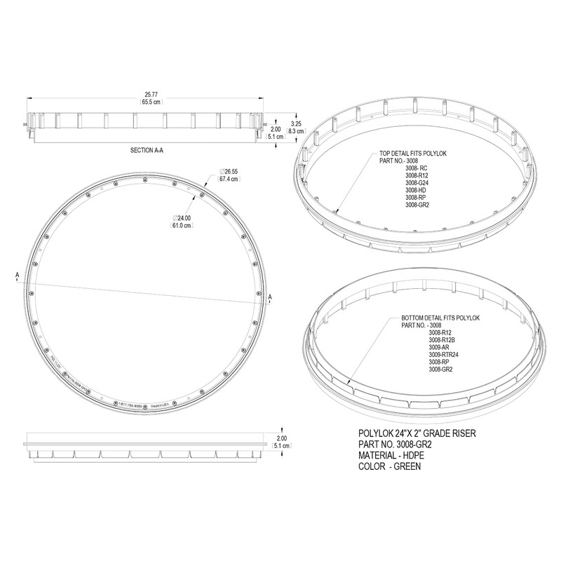 Polylok 24" x 2" Septic Tank Riser (PN: 3008-GR2)