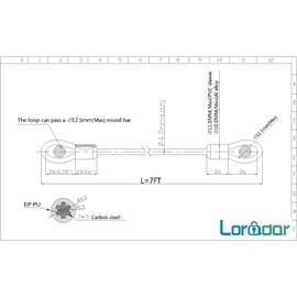 LORADAR 4mm Thick（5/32"） 7FT Thin Security Braided Coated Steel Cable Anti-Lost Steel Cable Luggage Lock Double Loop Steel Cable (7FT)