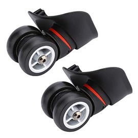 Luggage Swivel Wheels Universal Suitcase Replacement Wheel PVC Luggage Wheels 1 Pair Black Replacement Spinner Wheels Silent Wear Pulley for Luggage Trunk (W042 S)