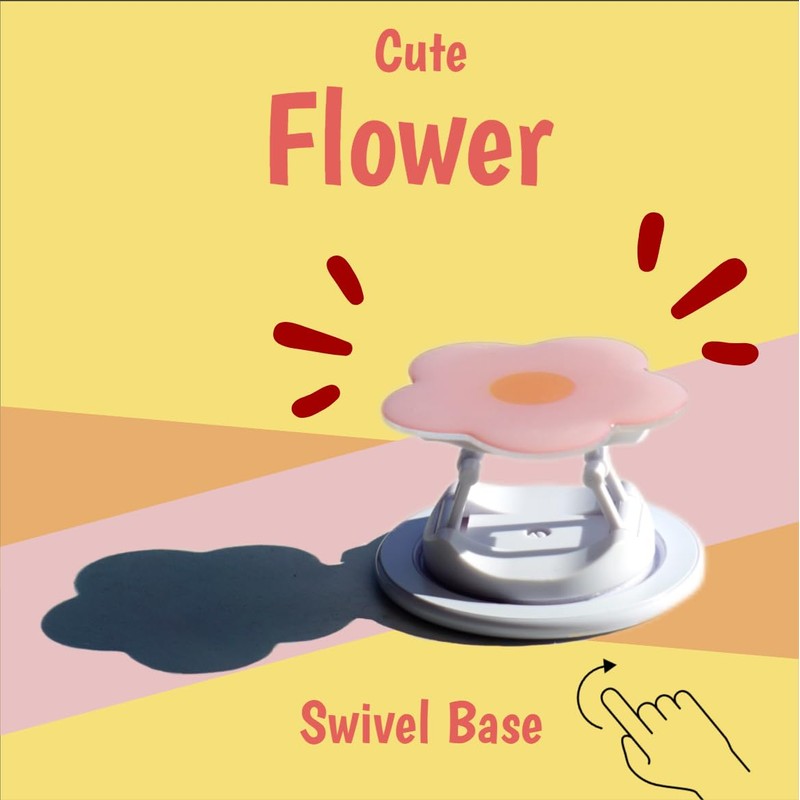 Cute Flower Series Collapsible Design Phone Grip (Adhesive, Yellow)