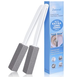 Paquete de 2 cepillos para inodoro de piedra pómez con mango extra largo, quitar anillos de agua dura, acumulación de calcio y óxido apto para limpiar inodoros, azulejos, fregadero de cocina, parrilla