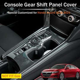 LEXLEY 2Pcs Red Style Gear Shift Frame Console Panel Trims Cover Cup Holder Decor Decal Compatible with Honda Accord Hybrid 2018 2019 2020 2021 2022,Not Fit Gas (Without gear lever)