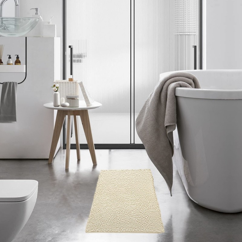 Poligono Bathroom Rug, Non-Slip, Washable, Microfibre Absorbent Bath Mat, Shower