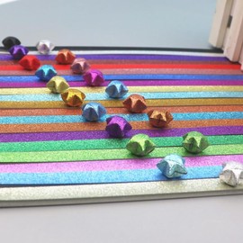 520 Sheets Glitter Origami Stars Paper Strips Double Sided Lucky Colorful Star Decoration Folding Paper ,15 Assortment Color for Gifts Arts Crafting Supplies,Christmas Stocking Stuffers