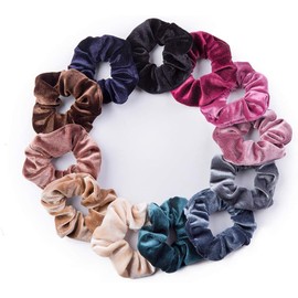 12Pcs Hair Scrunchies for Women,Velvet Scrunchies for Hair,Ponytail Holder Classic Elastic Thick Scrunchy Hair Bands Ties,Soft Hair Bands Hair Accessories for Girls,Women