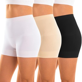INNERSY Women's Shapewear Shorts Tummy Control Boyshorts Slip Shorts Shaping Underwear 3-Pack(Basics,Medium)