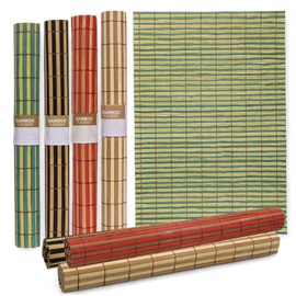 MIJOMA Bamboo Place Mats Set | 4 Pieces 30 x 45 cm | Place Mats | Robust, Easy Care & Rollable (Colour Mix)