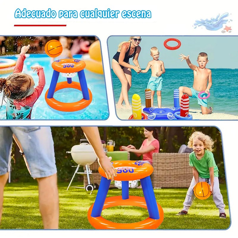 COREMOON Juego de Juguetes de Piscina,Aro Baloncesto de Piscina,Juego de