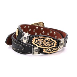 West Star Texas Mens Women Western Cowboy Thick Leather Belt Longhorn Horse Rooster Cowboy Prayer Sheriff Star Emblem 111C Prayer BK Weave M