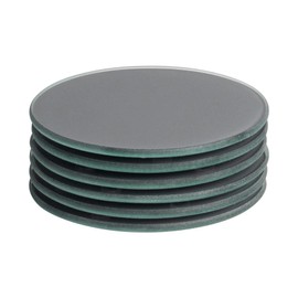 Harbour Housewares Glass Coasters - Round - 10cm - Grey - Pack of 6 - Tabletop Protection Mat Drink Coaster Decorative Dining Placemat for Cups, Mugs