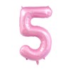 40-Inch Pink Number 5 Balloons With Daisy Balloons, 5th Birthday