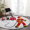 Shag Area Rug, 4ft Indoor Round Area Rugs- Fire Truck