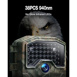 WOLFANG Wildlife Camera, 36MP 2K Trail Camera with 38pcs 940nm No Glow IR LEDs Night Vision Motion Activated Hunting Camera IP66 Waterproof Game Camera for Wildlife Monitoring
