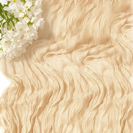 Teiniuby 13Ft Beige Cheesecloth Table Runner, 35x160 inches Boho Gauze Cheese Cloth Table Runner, Cream Rustic Table Runners for Wedding Birthday Party Bridal Baby Shower Christmas Table Decorations