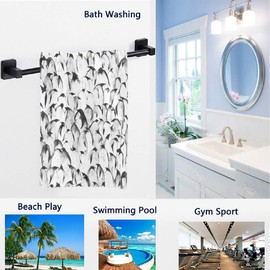 Naanle Crowd of Penguins Pattern Soft Guest Hand Towel for Bathroom, Hotel, Gym and Spa (16 x 30 Inches,Gray)