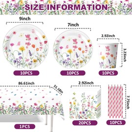 61-Piece Party Tableware Set, Children's Birthday Tableware Set, Party Tableware Birthday, Children's Birthday Decoration with Plates, Cups, Napkins, Tablecloth, Straws, Party Tableware for 10 Guests