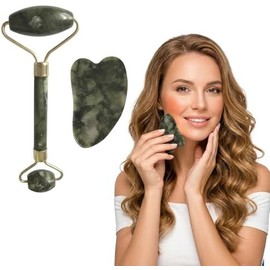 Jade-Style Facial Roller Massage Tool, Portable Beauty Roller for Cooling-Feel Self-Care Routines - LinSkow Gua Sha Real Stone