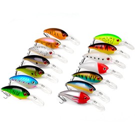 Crankbaits Minnow Lures Set, Fishing Hard Baits, 10cm/14g, with Treble Hook Swimbaits Boat Topwater Lures, for Trout Bass Perch (Type M 14PCS Crankbait)…