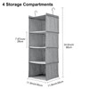 BOMEI PACK Grey Hanging Wardrobe Closet Organizer Shelves with 4
