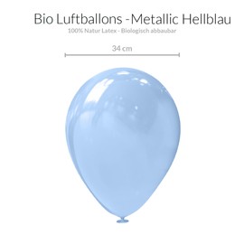 Organic Balloons Blue [Pack of 50] • Made in the EU • Certified Sustainable Organic Balloons • 100% Natural Latex • Climate Neutral Production • Diameter 34 cm Balloons Light Blue Balloons Birthday •