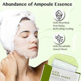 Lamelin Mascarilla De Tela Con Niacinamida Cica (Paquete De 10), Extracto De Té De Ajenjo, Antiedad, Elasticidad E Hidratación De La Piel. Fabricada En Corea.