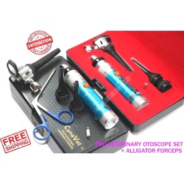 CYNAMED PROFESSIONAL VETERINARY OTOSCOPE SET + HARTMAN ALLIGATOR FORCEPS PREMIUM QUALITY