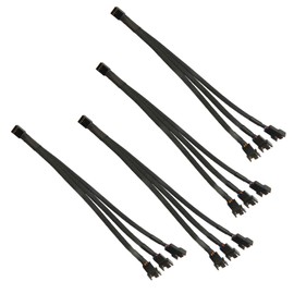4pcs 4 Pin PWM Fan Splitter Cable, Black Sleeved Case Fan Braided Adapter Cable 1 to 3 Converter Y Splitter for Computer PC CPU Cooling Fan ATX Case 4-Pin/3-Pin Extension Power Cable 10 Inches