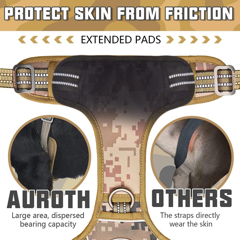 AUROTH Tactical Pet Harness for Large Dogs No Pull Adjustable,