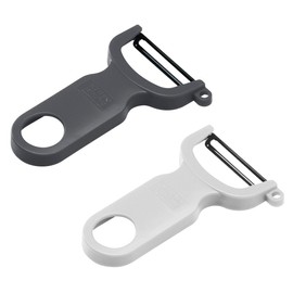 KUHN RIKON Swiss Peeler Set of 2, Vegetable Peeler, Stainless Steel Blade, Grey and White, Plastic, 3