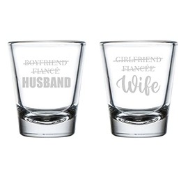 MIP Set of 2 Shot Glasses 1.75oz Shot Glass Gift Husband And Wife Wedding For Couple Bride And Groom Girlfriend Fiancee Wife Boyfriend Fiance Husband