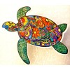 Sea Turtle Multicolor Floral Flat Acrylic Pin Brooch Jewelry